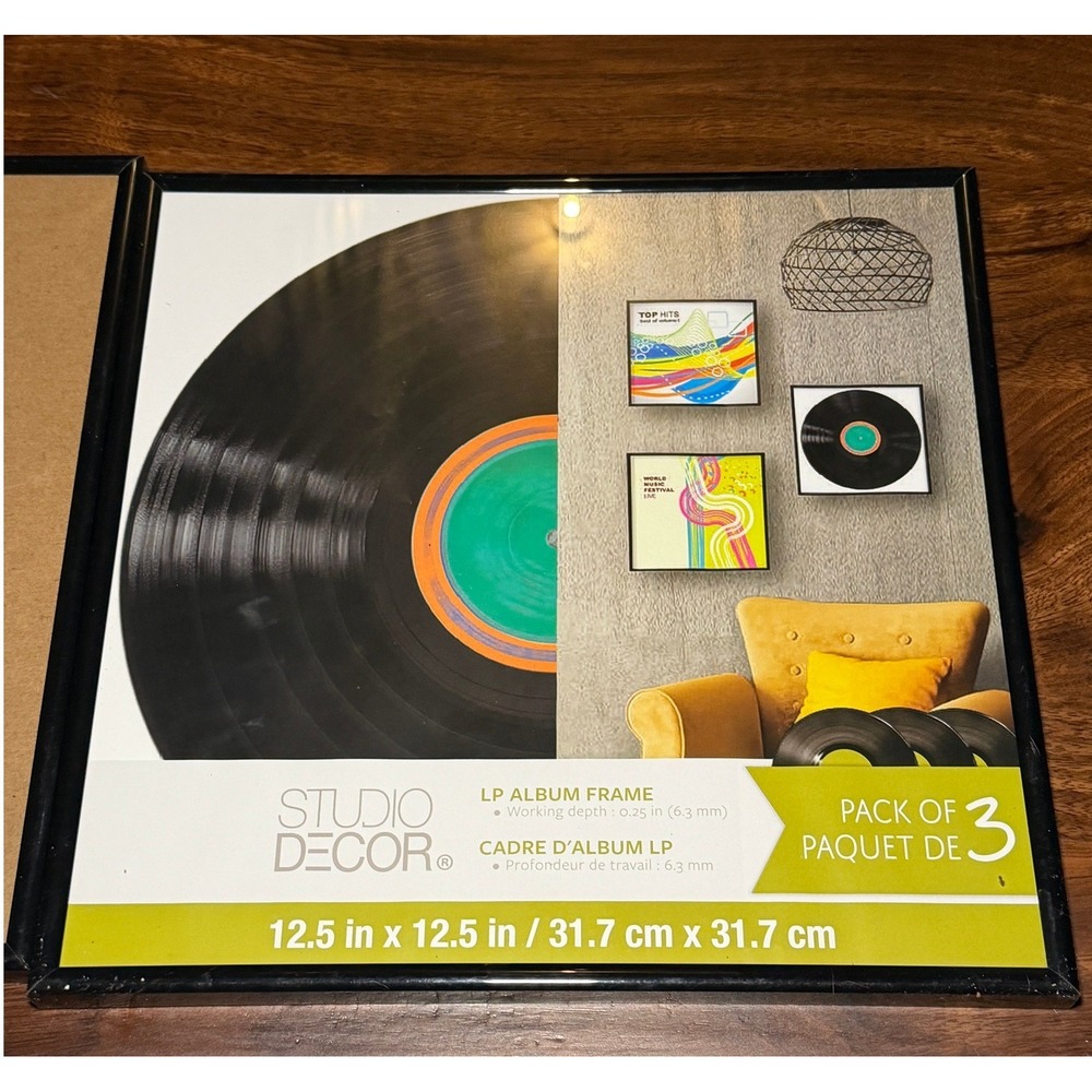 Studio Decor LP Album Frame 2 Pack 12.5x12.5 Black New Vinyl Record Display